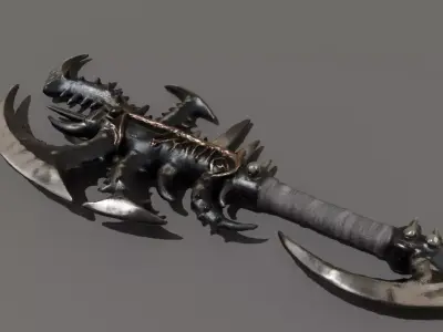 Maelstrom Reaper Scythe Low Poly Dark Fantasy Low-poly 3D model