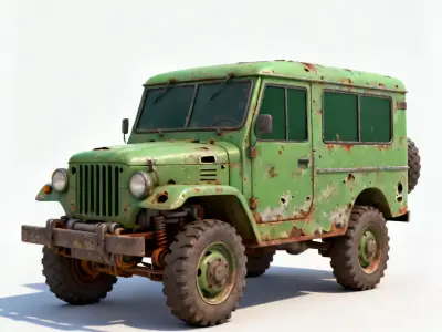 Abandoned Green SUV 3D Model Low-poly 3D model