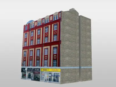 Classical Corner Building Low-poly 3D model