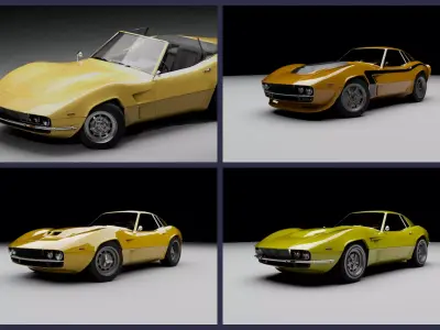 70s generic sports car lineup 3D Model Pack purchase