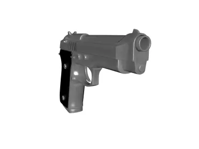 Beretta silver gun Low-poly 3D model