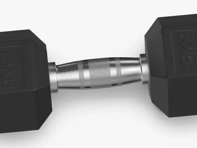 Rubber Dumbbell 15kg 3D model