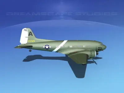 Douglas C-47 Dakota USAAF V4 3D model