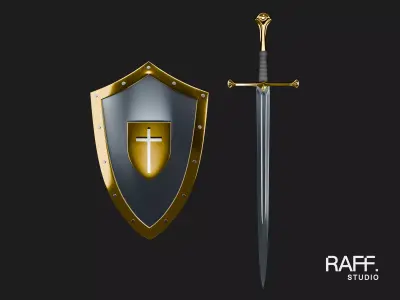 Medieval Metal Sword and Shield Pack - Game and Cinematic