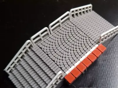 Single Edge Platform front stairs 1-87 FDM color 3D print model