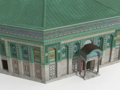  Octagonal Islamic Shrine with Green Roof 