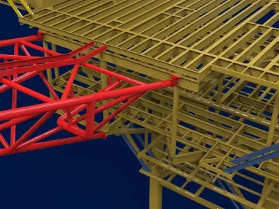 4 pile 3d platform Free 3D model