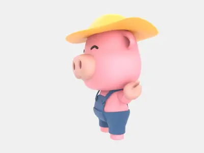 Cute Pig 3D Illustration 3D model 4