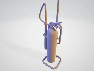 Fire Extinguisher with Support - Safety and Emergency Equipment Low-poly 3D model