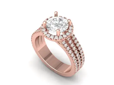 Solitair Ring Bridal Set 3D print model 40