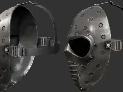 Black Ballistic Mask PBR Low-poly 3D model