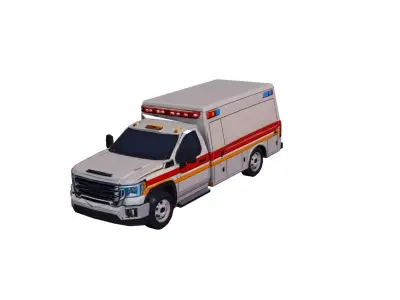 Low Poly Pickup Ambulance Emergency Vehicle PBR Texture Low-poly 3D model