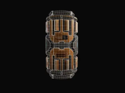 Scifi Industrial Barrel Low-poly 3D model