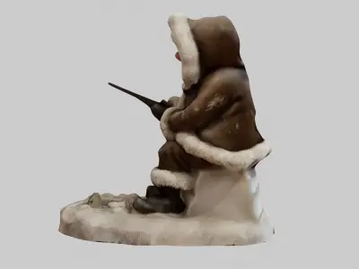 Ice Fishing Eskimo Figure Low-poly 3D model