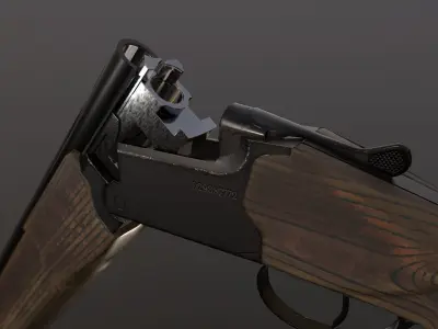 Double-barrel shotgun Low-poly 3D model