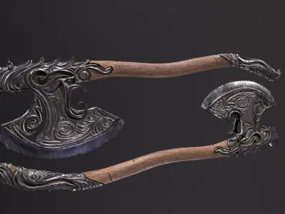 Fantazy Fight Axe Melee Weapon Low-poly 3D model purchase