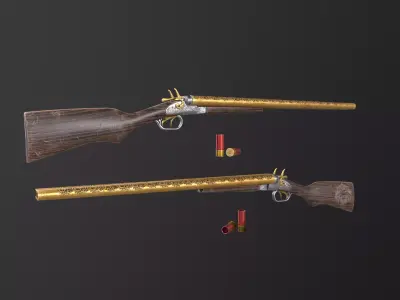 1881 Double-Barrel Shotgun  Free low-poly 3D model