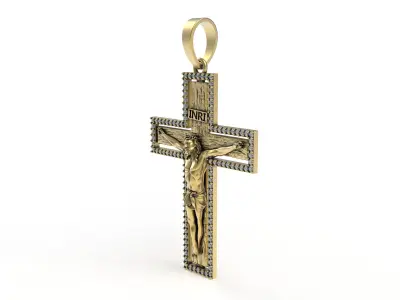 Jesus and Diamond Cross Pendant 3D print model