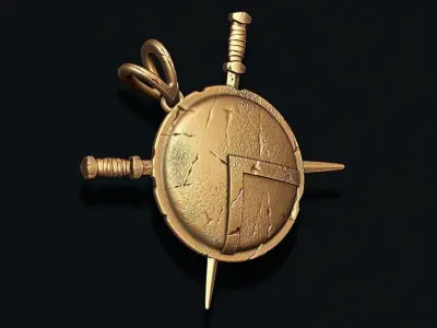Spartan Shield Sword pendant 3D print model