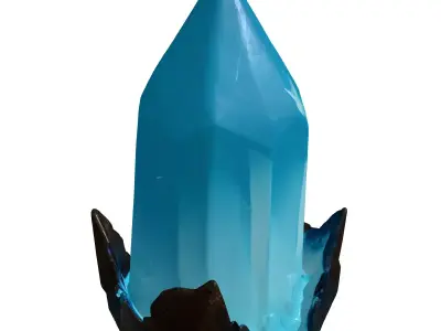 Fantasy Blue Crystal with Rock Base 3D model