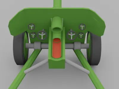 Low poly artillery gun Low-poly 3D model