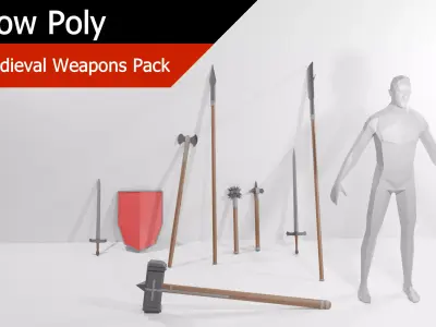 Low Poly Medieval Weapons Pack Low-poly 3D model