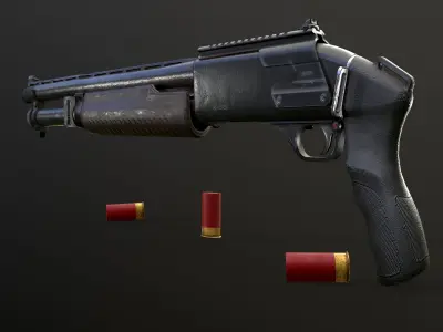 shotgun M 133 Low-poly 3D model Low-poly 3D model
