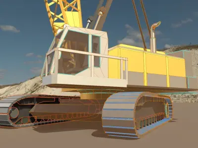 Rigged Crawler Crane Low-poly 3D model