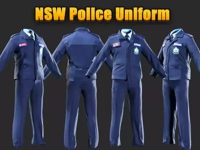 NSW Police Uniform New South Wales police outfit Low-poly 3D model