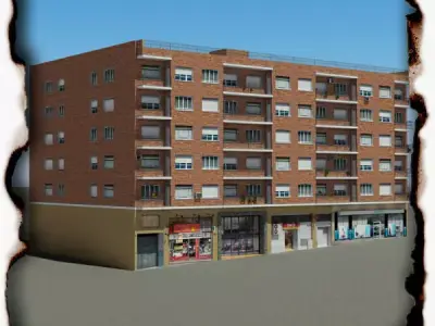 Building apartment in city Low-poly 3D model