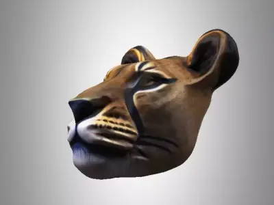 Lioness Face Mask Low-poly 3D model