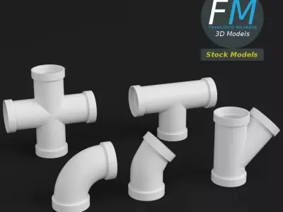 PVC pipe joints 3D model