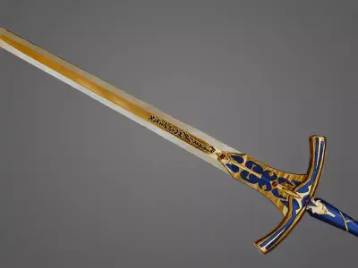 Fate stay night Excaliburn sword Low-poly 3D model