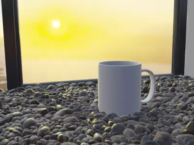 Modern Coffee Mug on Pebble Stone Surface Free 3D model