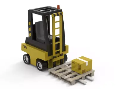 Industrial Forklifts Excavate  Free low-poly 3D model