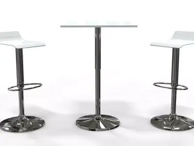 High table and stool - Bar set 2 3D model