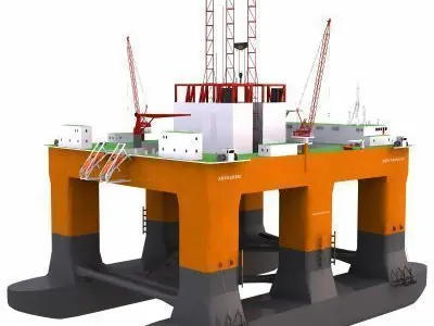 Semisubmersible Oil and Gas Drilling Rig- 01 - 3D model