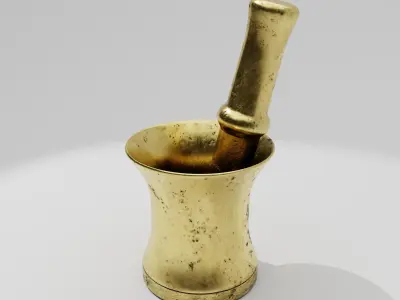 Antique Metallic Mortar and Pestle Low-poly 3D model