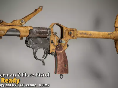 WW2 German Z Flare Pistol Game-Ready Low-poly 3D model