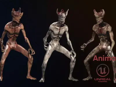 Mutant with open brain Free low-poly 3D model