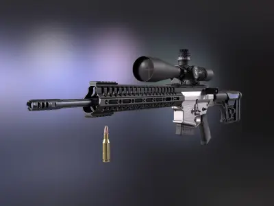 POF-USA Sniper Rifle Bolt action rifle Low-poly 3D model