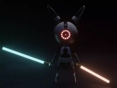 Little Bunny Bot Model Low-poly 3D model