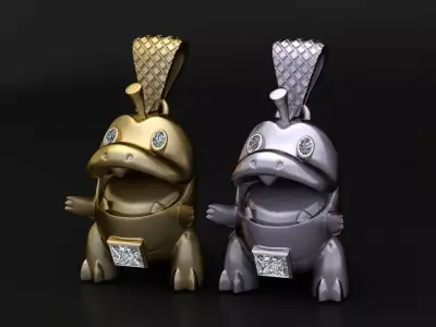 Cute Dino Character Pendant 3D Printable Model 3D print model