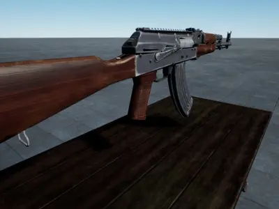 AK-47 Kalashnikov  High Quality Low-poly 3D model