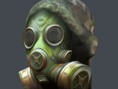 Gas mask helmet 3d model military combat Low-poly Low-poly 3D model 14