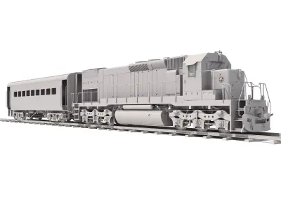 Locomotive Train with Wagon 3D model