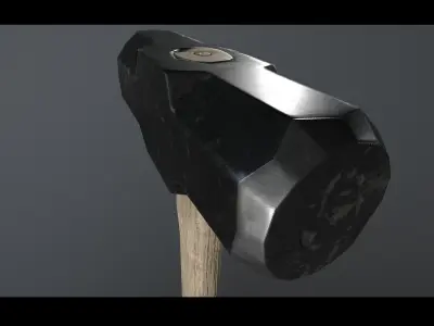 Sledgehammer piece of metal Low-poly 3D model