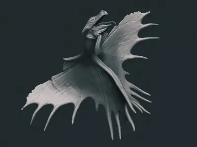 Native Abstract Antler Dragon Low-poly 3D model