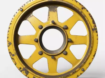 Industrial Weathered Pulley Wheel 3D model