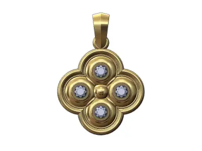 Diamond gothic clover pendant and charm with bail 3D print model